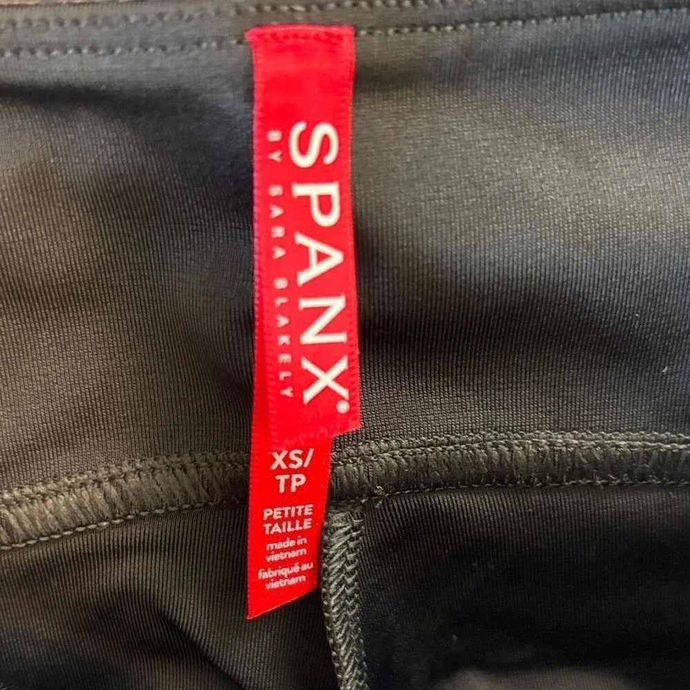 SPANX Leggings Moto Black Faux‎ Leather Look XS Petite New with Tags
